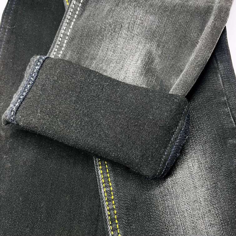 China Heavy Thick Brushed Woven Grey Denim Fabric Winter Design 178CM on sale