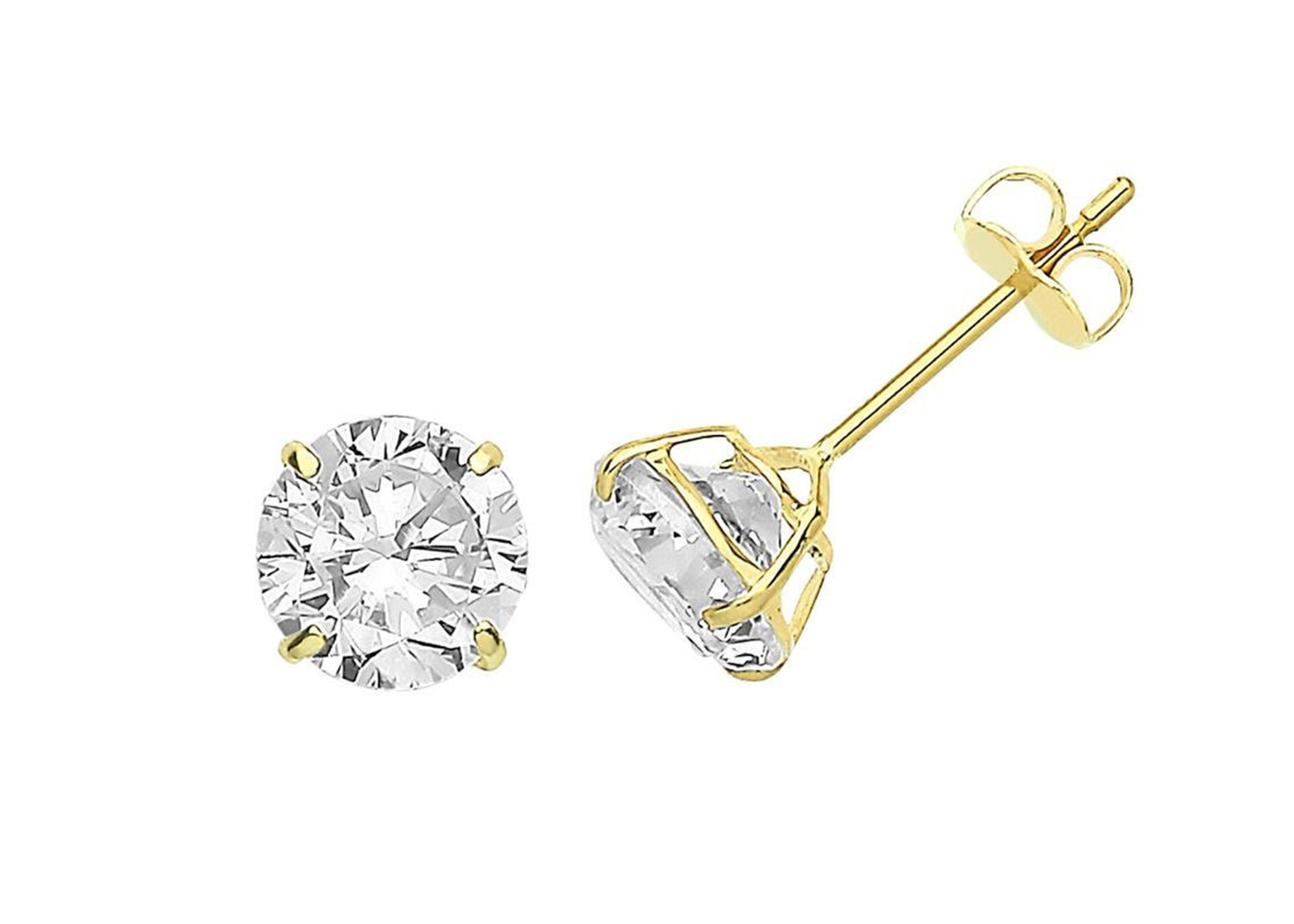 China 9ct 9K Gold Solitaire Earrings , Solitaire Diamond Stud 3mm 4mm 5mm on sale
