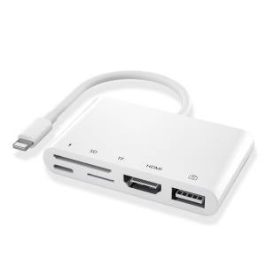 China 1080P Lightning To HDMI Cable USB SD TF Card Reader Digital AV TV OTG Adapter Hub on sale