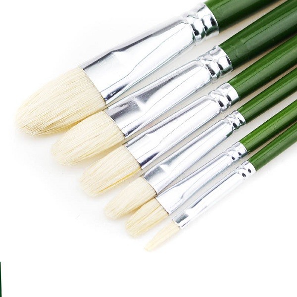 China Wood Handle Acrylic Painting Brush Oil Paint Soft Natural Bristle Paint Brush on sale