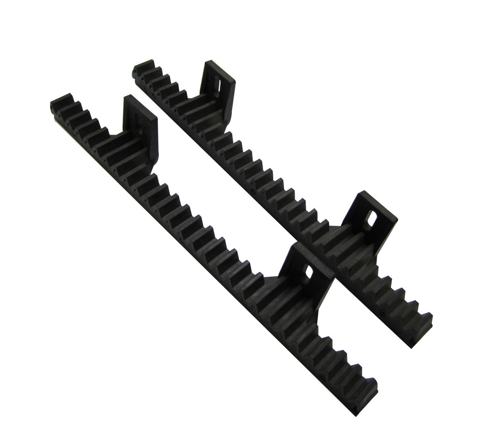 China Steel Bar Rack And Pinion Sliding Gate Opener 34cm 2 Lugs Black Nylon M4 Built In on sale
