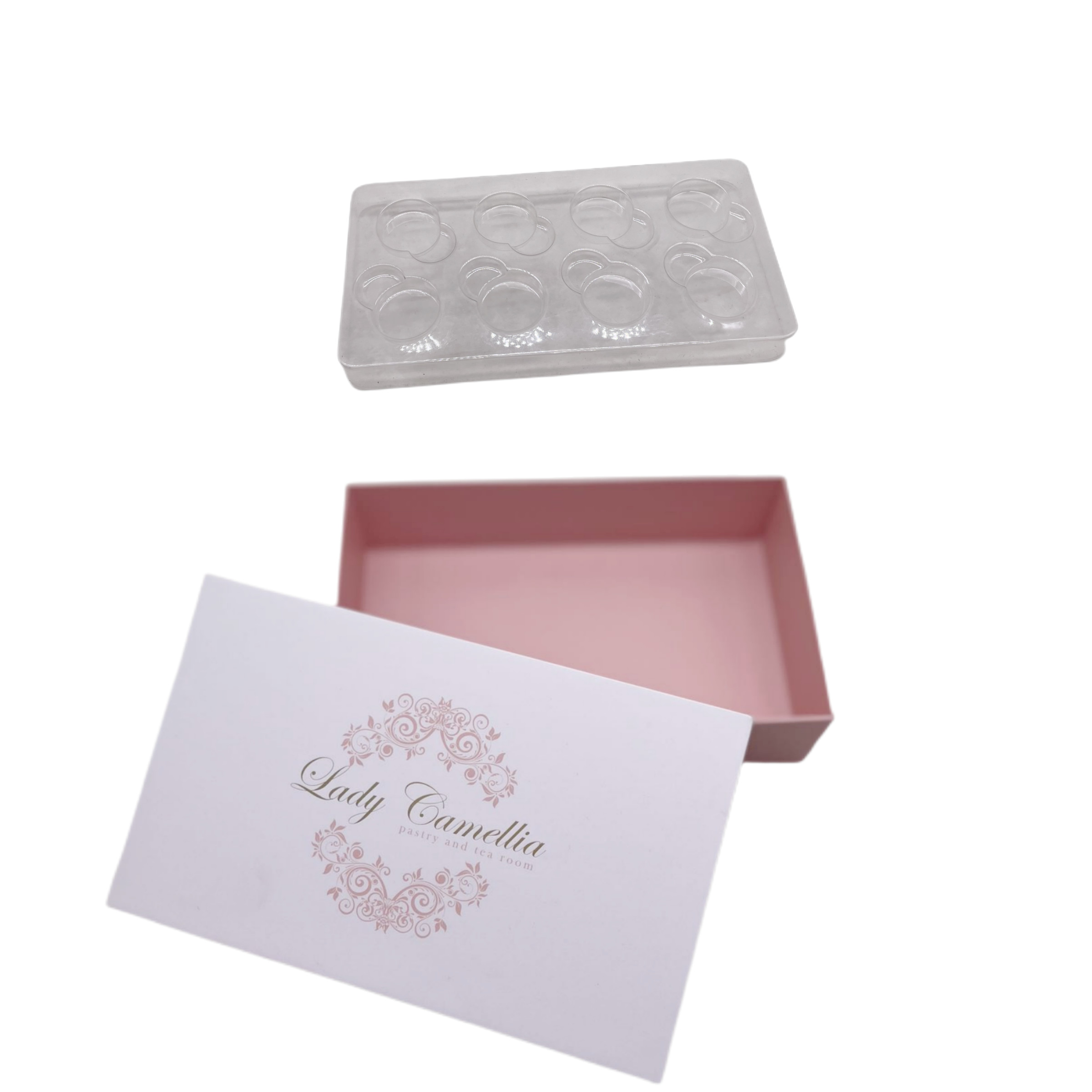 Cheap 8 Pcs Sweet Paper Box Chocolate Gift Packaging Box With Plastic Clear Inner for sale