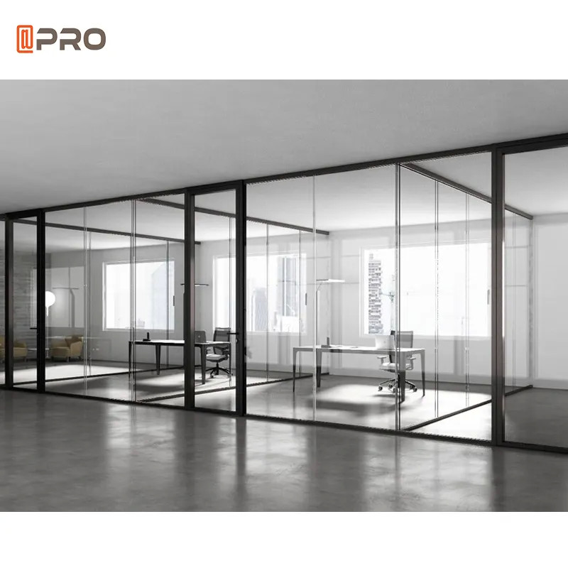 China Frameless Clear Glass Partition Wall Vertical Full View Interior Office Partition on sale