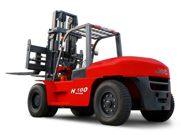 JAC 10 Ton Diesel Forklift , Large Capacity Counterbalance Forklifts , Heavy Equipment Forklift , Red Or Orange Color