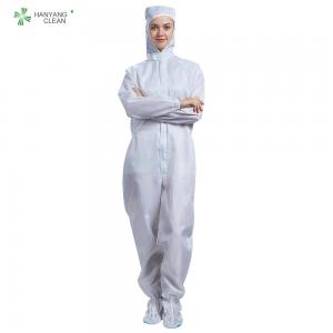 Best ESD antistatic autoclave sterilized cleanroom coverall connect with hood white color for parmaceutical industry wholesale