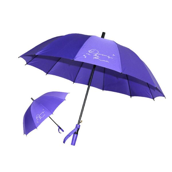Cheap Solid Color Automatic Open Umbrella Customized Logo Printing Purple Rain Umbrella for sale