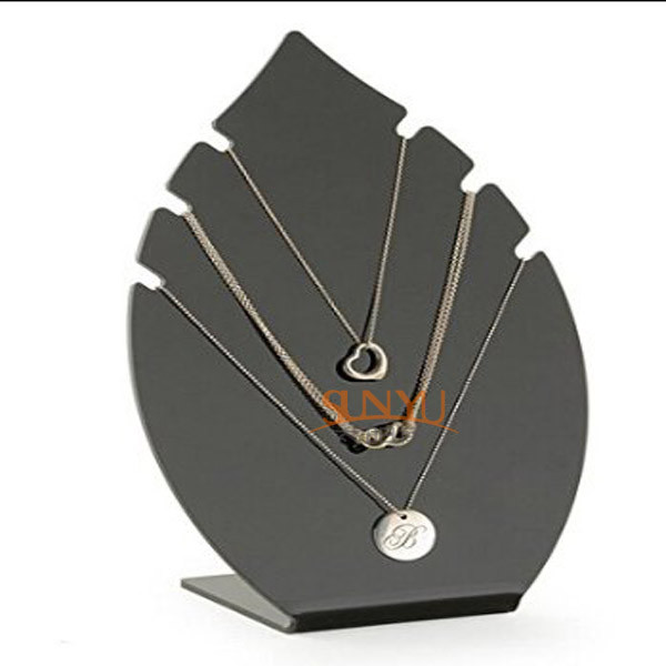 China Black 5mm Acrylic Jewelry Display Stands Leaf Shaped For Necklaces on sale