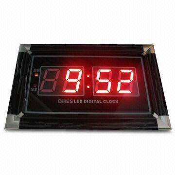 China LED Digital Wall Clock, Made of Metal, with Big Hour/Minute, Available in Red Color on sale