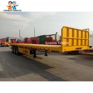 China 3 Axles Flatbed Cargo 20ft 40ft Container Trailer Mechanical / Air / Bogie Suspension on sale