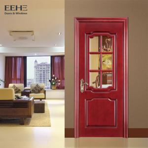 China Rural Hotel Solid Wood Interior Doors With Glass High Temperature Resistant on sale