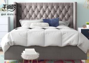 China Linen Trundle Leather Tufted Queen Bed / King Size Upholstered Headboard With Storage on sale