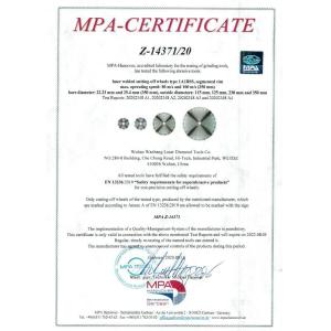 Wuhan Wanbang Laser Diamond Tools Co., Ltd. Certifications