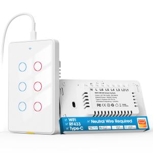 Best Tuya Wifi switch Type C Timing Voice App Alexa Google Home Smart Home Wireless WiFi RF433 US Wall Touch Switch wholesale