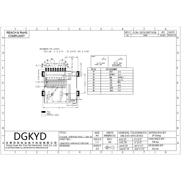 MICRO-SIM Card Holder PUSH 1.35H 6PIN Telephone Card Holder DGKYDSIM135H6A6A2Y3WS286
