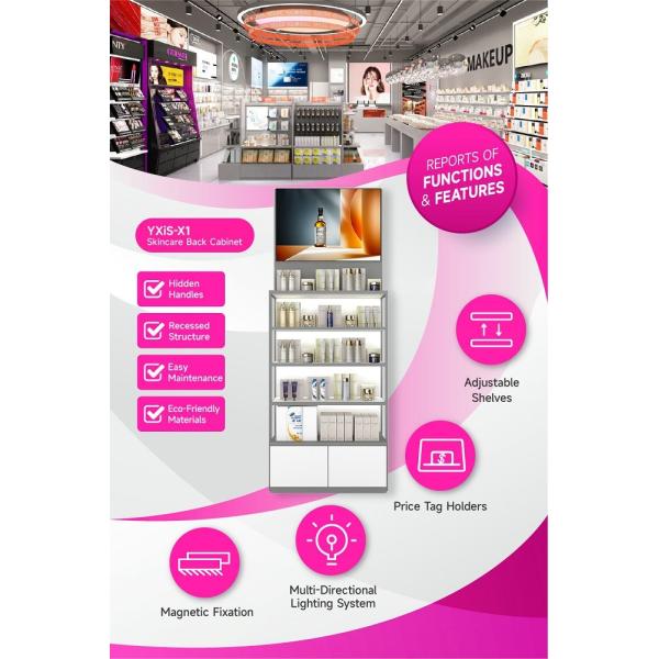 YXiS-X1 40mm Soft Film Light Box Skincare Display Cabinet With Adjustable Shelves