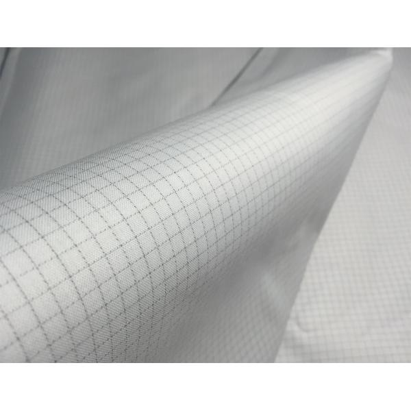 Breathable Static Dissipative Fabric ESD Plain Grid White Light Blue Stock