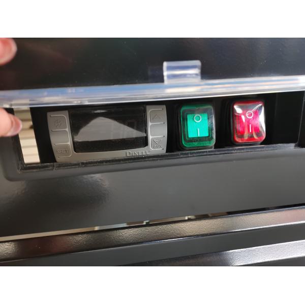 Commercial Two Glass Door Display Fridge With Canopy In RAL9011 Matt Black