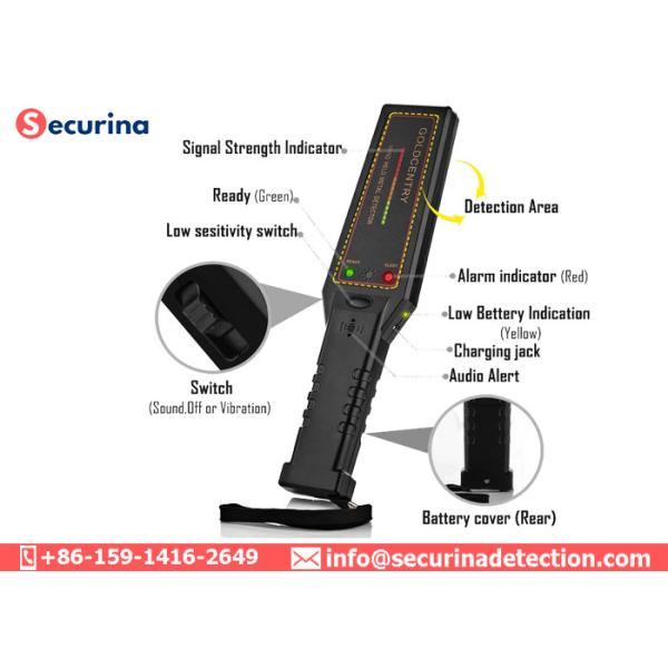 Portable Hand Held Metal Detector 9V Battery With LED Signal Strength Indicator