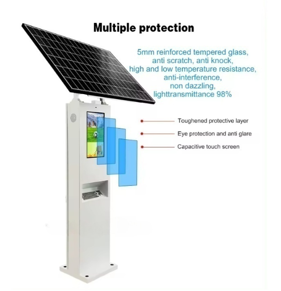 55inch Landscape Outdoor Digital Signage Display Totem Solar-Powered LCD Advertising Billboard Display