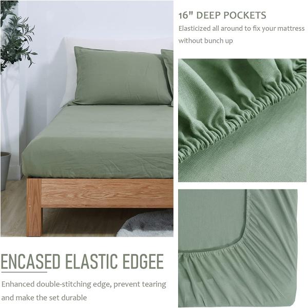 Deep Pocket 1.5-2 Kg Luxury Stonewashed French Linen Bed Sheets 3 Pieces Style Luxury