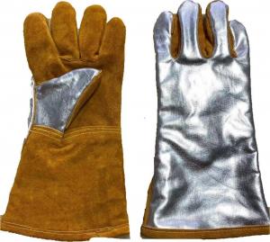 China Aluminized High Temperature Resistant Gloves With Leather Palm on sale