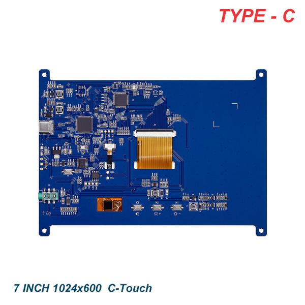 7 Inch TFT LCD Display Module, With PCBA TYPE-C Interface, 1024X600 Resolution, 350c/D
