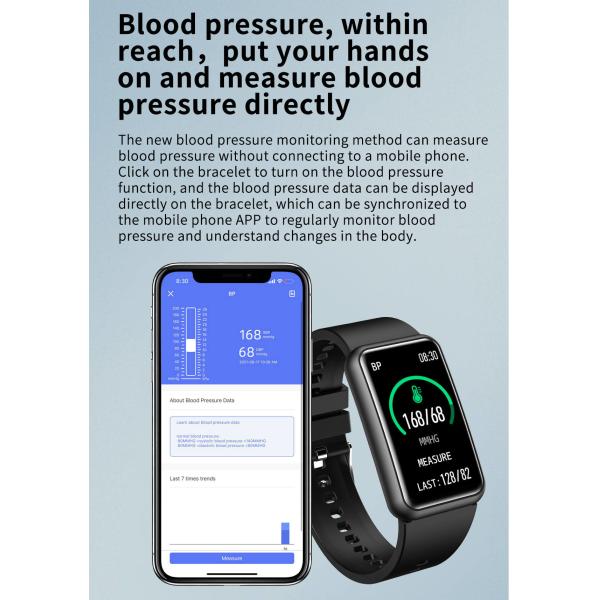 1.45 inch Bluetooth Fitness Bracelet Calories Burned Distance Calculation 145mAh