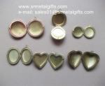 Miniature copper photo locket charms, mini brass photo locket pendant to