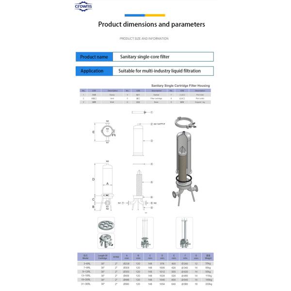 Stainless Steel Filter Housing Water Filter Housing High Pressure Filter Multi Cartridge Filter Housing