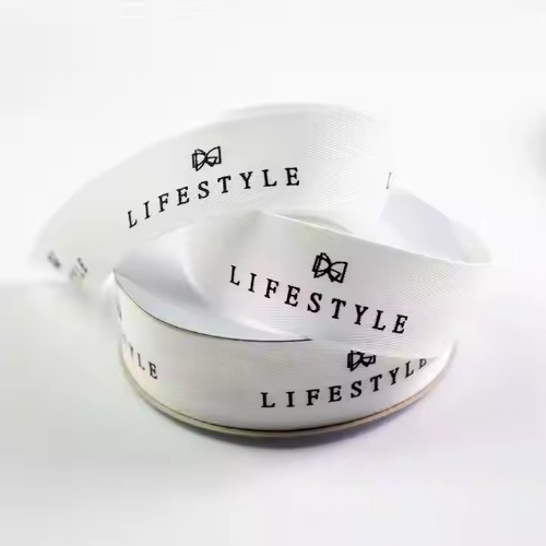 Custom Printed Polyester Grosgrain Ribbon Cotton Herringbone Tape Roll in Many Colors