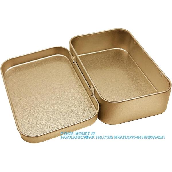 Metal Rectangular Empty Hinged Tins - Pack Of 40 Silver Mini Portable Box Small Storage Kit & Home Organizer With Lids