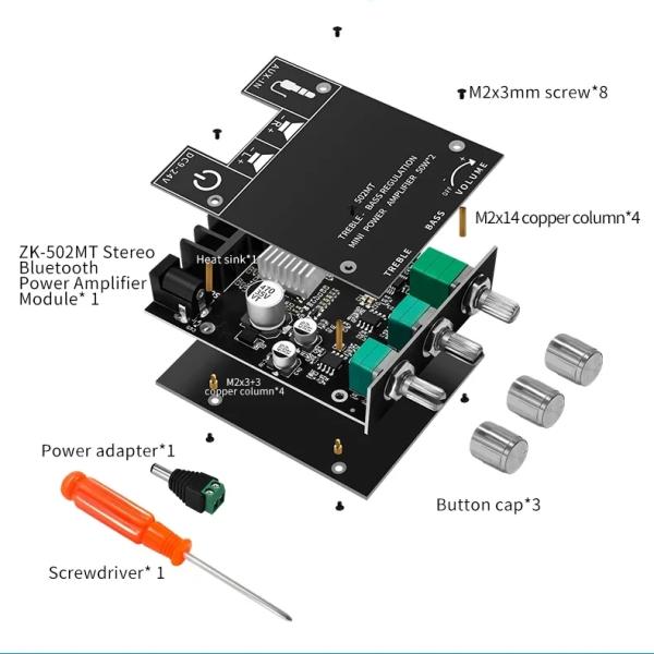 ZK-502MT 5.0 Subwoofer Amplifier Board 50W*2 2.0 Channel High Power Audio Stereo Sound Amplifiers