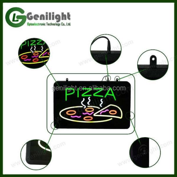 Customized Genilight 22*13inch CE RoHS Acrylic PIZZA BY THE SLICE LED Neon Open Sign