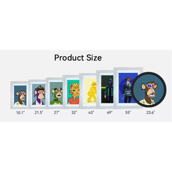 23.6" NFT LCD Display Round Screen Android 11.0 Crypto Art Digital Wall Picture Frame Large