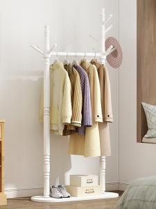 Best 78cm Solid Wood Free Standing Coat Rack Hanger Stand Double Pole wholesale