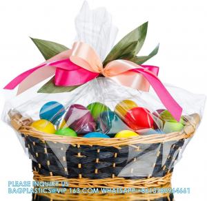 Best Cellophane Wrap For Gift Baskets, Opp Plastic Gift Bags With Red Bows Ribbon Wrap for Baskets & Gifts wholesale