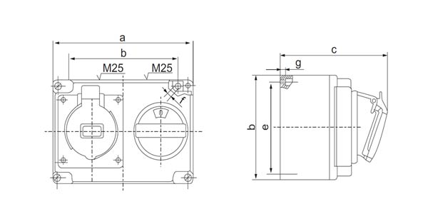 Rain Resistant Industrial Switches And Sockets Outlets With Red Cover