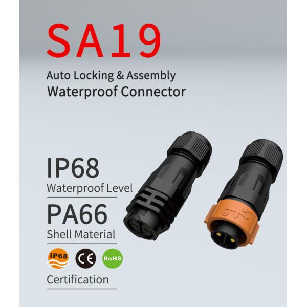 Auto Lock Waterproof 11.5MM M19 2 Pin Circular Connector