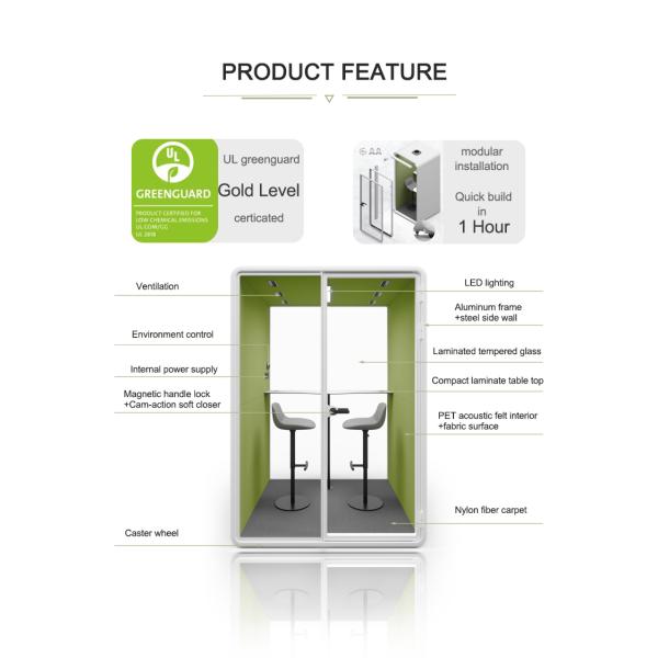 6 Person Capacity Silent Booth with Aluminum+Steel Frame and Modern Design for Office and Studio