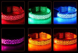 Best leopard print dog cat safety LED light glow flashing pet collar wholesale
