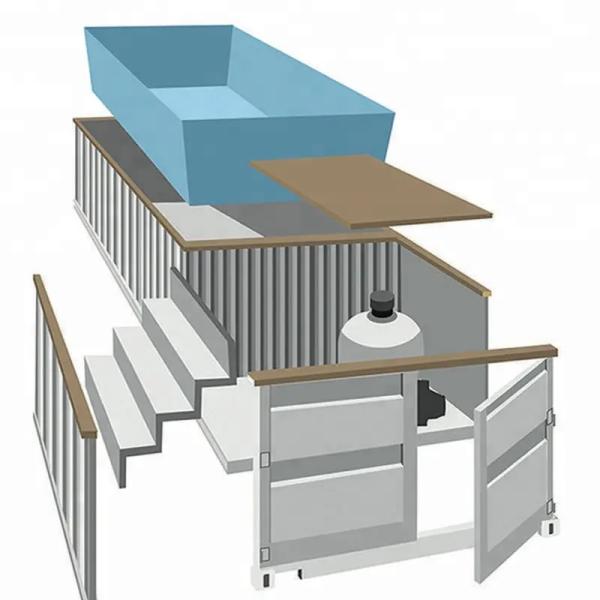 Outdoor Customized Color 20' 40' Shipping Container Swimming Pool With 2" Thick Window and Steel Stair