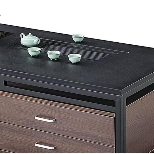 Modern Rectangular Black Rock Slab Top With Metal Frame Office Furniture Office Tea Coffee Table