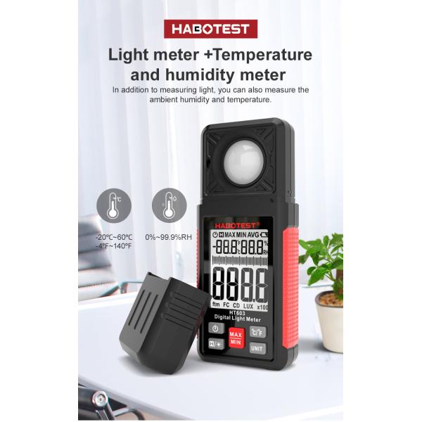 HT603 200,000 Lux Auto Digital Lux Meter Light Meter Digital Illuminance Meter