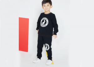 Best Black Kids Boys Clothes Boys Crew Neck Sweater And Long Pant Big Rubber Printing wholesale