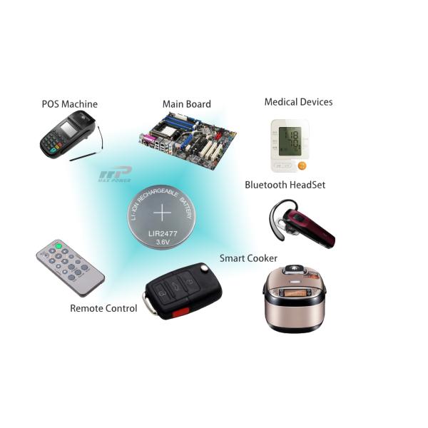 3.6V 200mAh LIR2477 Rechargeable Button Battery Lithium Cell Coin