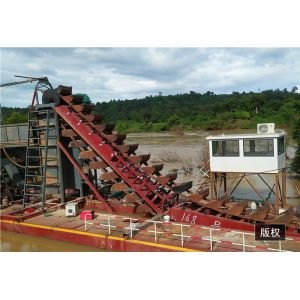 Gravity Separation 60CBM/H Bucket Chain Dredger Gold Dredging Boat