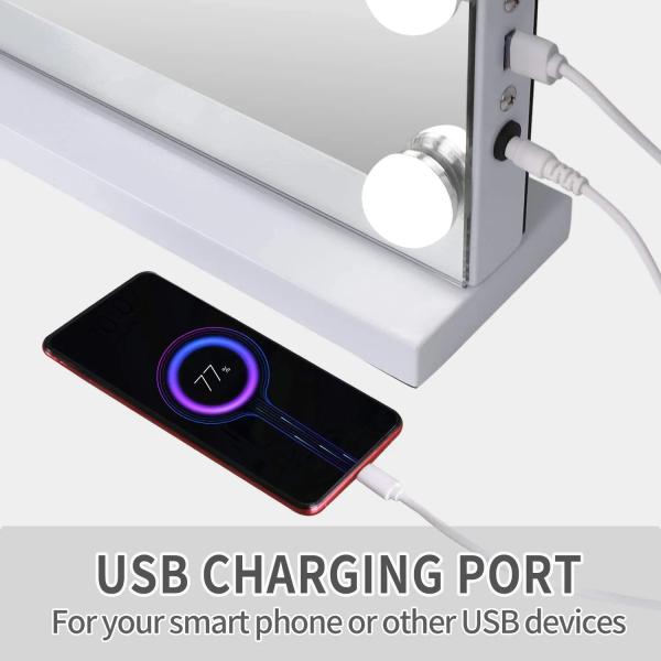 15 Bulbs Lighted Vanity Mirror 5mm LED Hollywood Mirror Round With USB Port