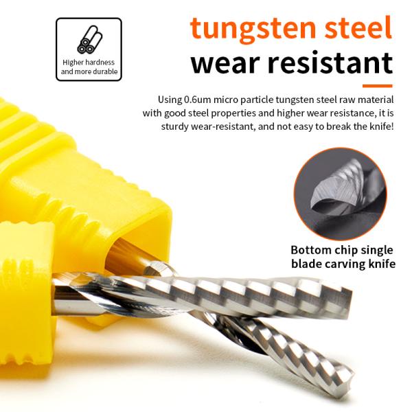 Manufacturing Single 1 Flute up Cut Bit Fresa Spiral Milling Cutter CNC Router Bit Endmill Carbide for Acrylic PVC MDF Wood