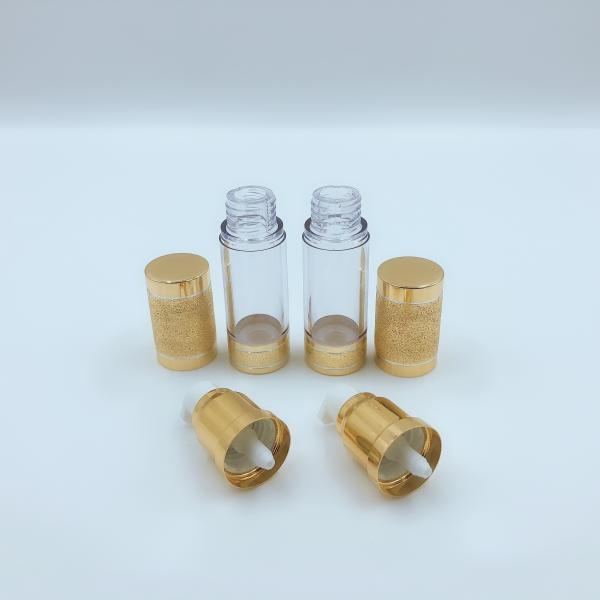 Custom Frosted Gold Airless Pump Bottle For Lotion Cream Essential Oils