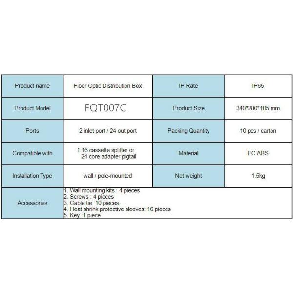 Anti Aging 24 Port Fiber Termination Box Splitter Distribution Box